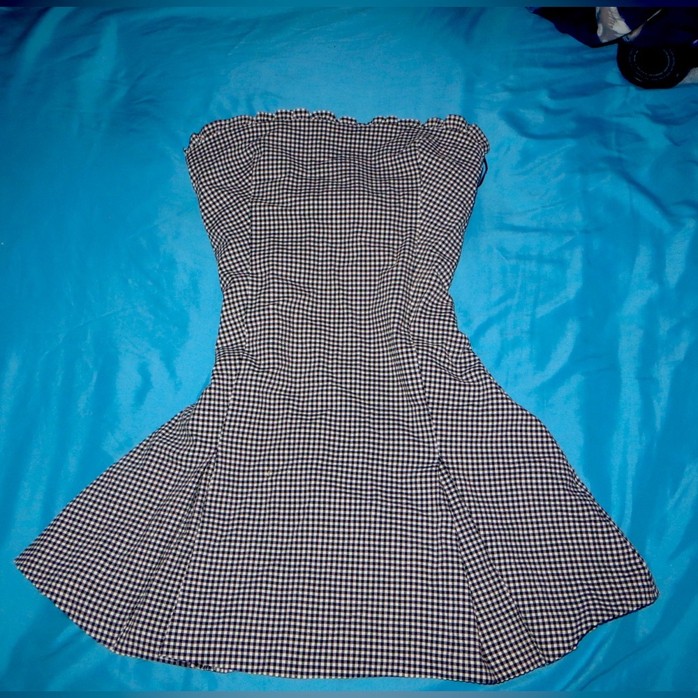 Zara Strapless Black and White Patterned Dress